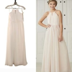 CHRISTINA WU NWT White Chiffon Halter Dress, Girls Size 10